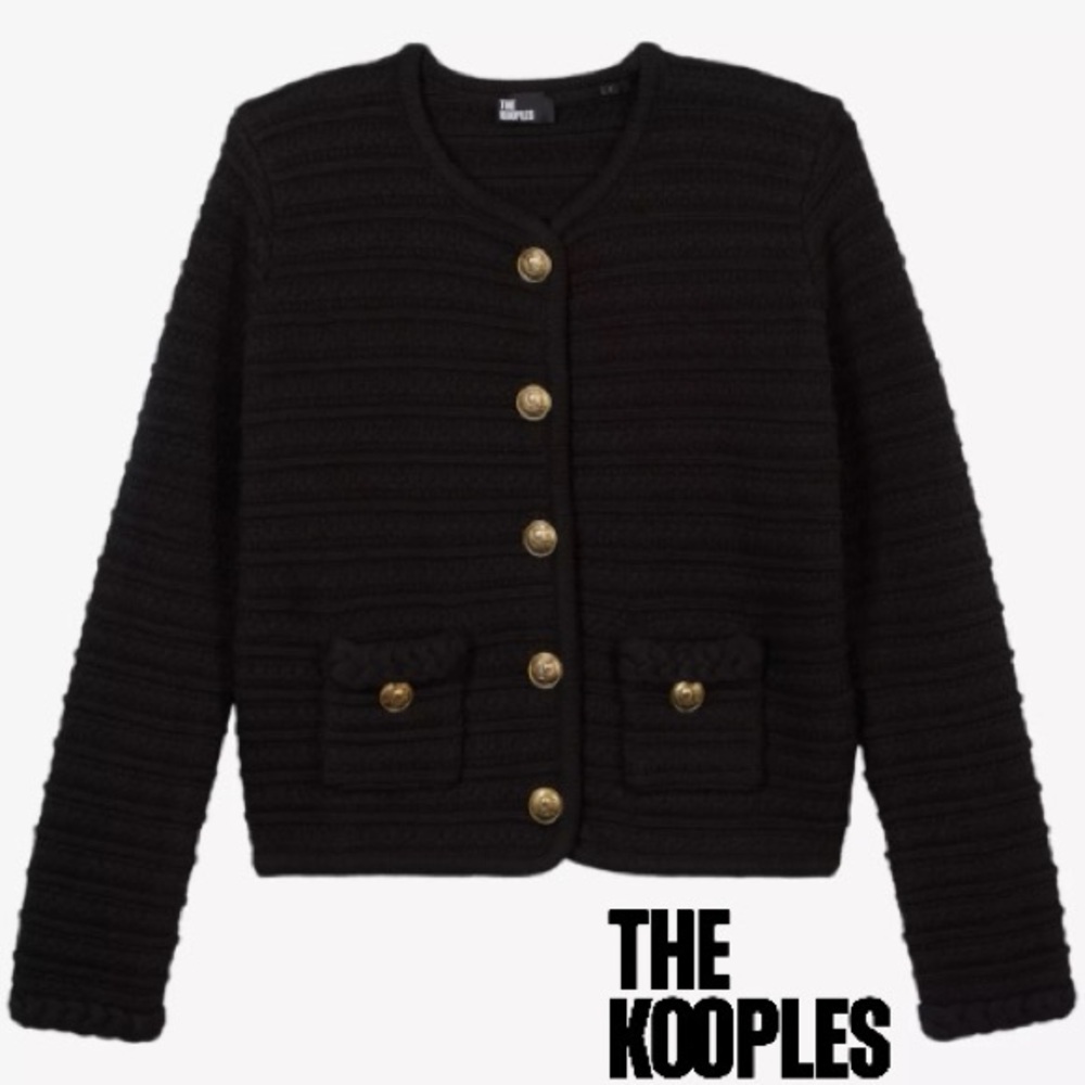 The Kooples **NWT** Round-Neck Long-Sleeve Ribbed Knitted Cardigan - Picture 7 of 13